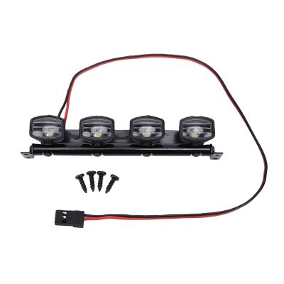 Pomya RC Offroad Roof Light Bar | PreWired PlugandPlay 4 LED with Durable Metal Bracket for 1/12 1/14 /16/18 RC Crawler Vehicles, Easy Installation Upgrade for WPL MN