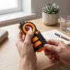 Bewinner 3 in 1 Magnetic Fidget Slider | Mechanical Ratchet Push Pull Pocket Toy for Commuting Office Stress Relief, 3D Printed PLA with Lanyard, Black Red (Black Yellow) view 3