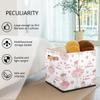 GeMeFv Square Nursery Hamper Storage Bins Canvas Laundry Basket Foldable Organizing Fabric Bins with Handles, Toys Books Clothes Storage Baskets(Cute Ballerina Pink) view 3