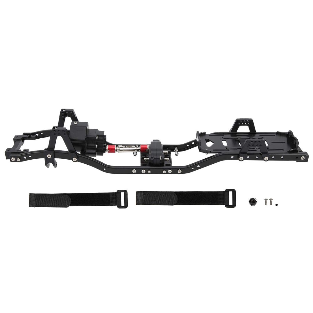 1/10 RC Car 313mm Wheelbase CNC Metal Frame, Aluminum Alloy Chassis with Front Gearbox Design, Universal Fit for SCX10 90046, No - Cut Shell Compatible RC Accessory (Black)