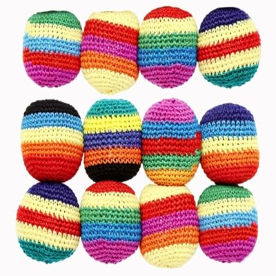 6/12/24-Piece Knitted Ball Set, Durable Hand-Knitted Bean Bags, Outdoor Game Bean Bags Suitable for Family Outdoor Activities, Stress Relief Fidget ballsParty Gifts (12)