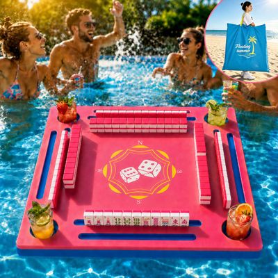 NORIRUN Floating Mahjong Table with Bag, Waterproof Mahjong Table for Mahjong, Poker, Dominoes, Tarot, Cards, Beach, Camping, Hot Tub, Lake, Party, Indoors