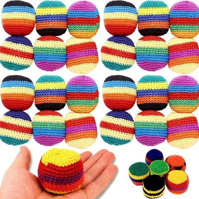 6/12/24-Piece Knitted Ball Set, Durable Hand-Knitted Bean Bags, Outdoor Game Bean Bags Suitable for Family Outdoor Activities, Stress Relief Fidget ballsParty Gifts (24)