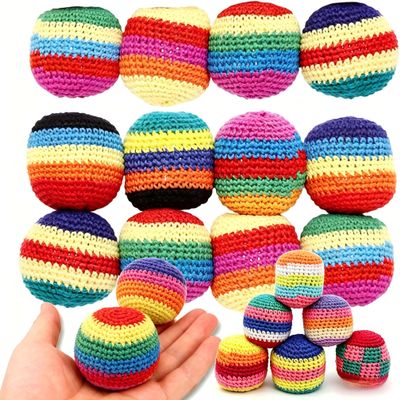 Hand-Made Knitted Ball - Pack of 1/3/6/12Ball for Style Games, Juggling, Tricks & Outdoor GamesJuggling Balls for Beginners, Handmade Gifts Random 12PCS