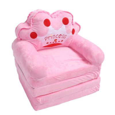 Omquot Cute Adorable Kids Sofa Chair Portable Armrest Bed Floor Seat Reading Pink (Fold In Quarters)