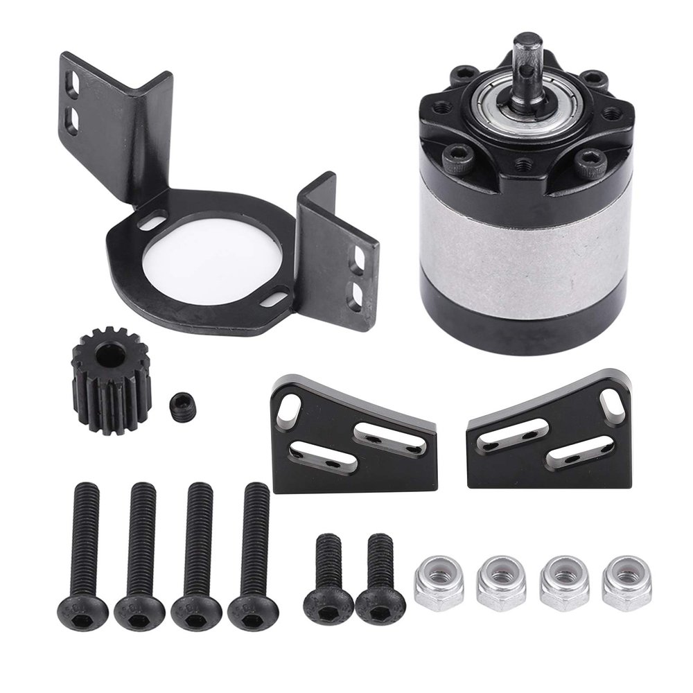 1:5 Planetary Gearbox Transmission Case for D90 1/10 Scale RC Crawler Car, CNC Machined Aluminum Alloy RC Gearbox with Motor Mount and Hardware Kit, Replacement Transmission Box fo