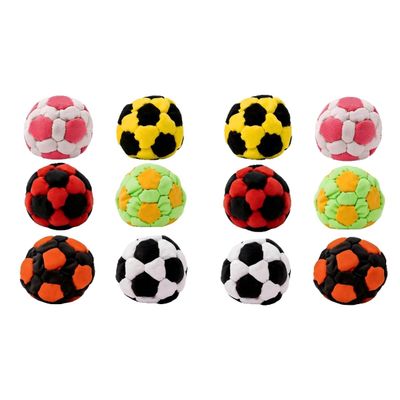 12PCS Handmade Knitted Footbags Set, Colorful Footbag-Football Pattern