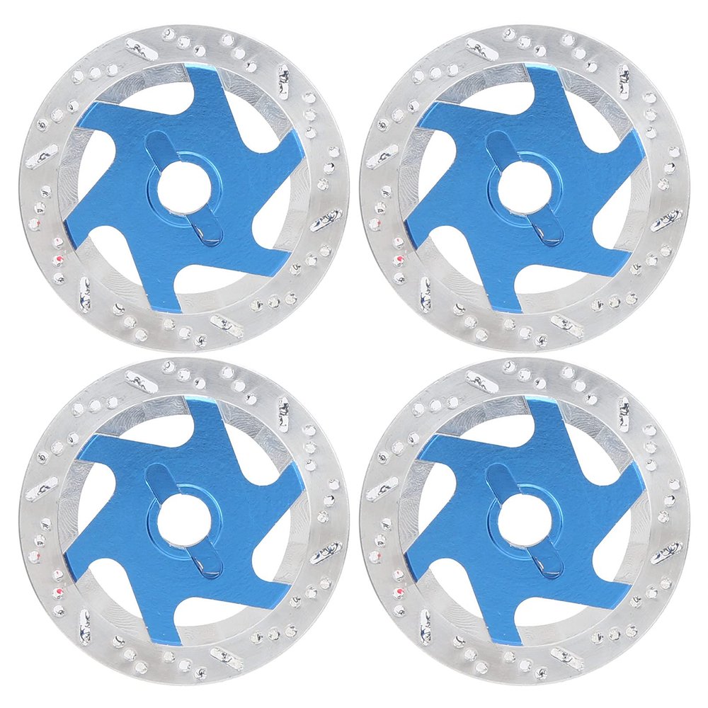 4PCS Universal Aluminum Alloy RC Car Brake Disc with Metal Hex Adapter, 1/10 Scale CNC - Machined Lightweight Brake Disc for Remote Control Sports SUV Climbing Cars (Dark Blue)