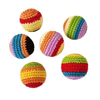 12PCS Handmade Knitted Footbags Set,Colorful Crochet Footbag for Adults & Beginners,Multicolored Balls,Assorted Crocheted Footbag,Hacky Ball for Outdoor Game & Party Fun-Horizontal Stripes