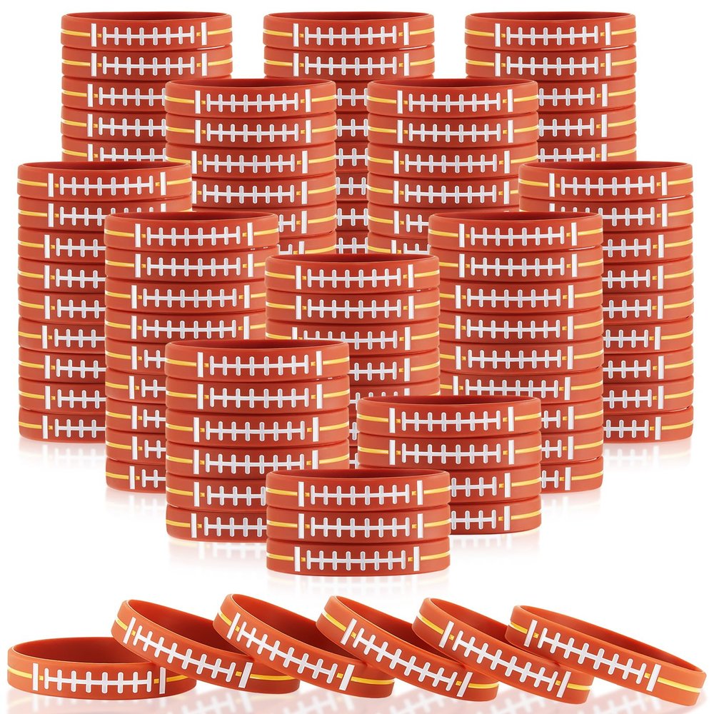 Zhanmai 500 Pcs Football Party Favors, Silicone Wristbands Bracelets Bulk