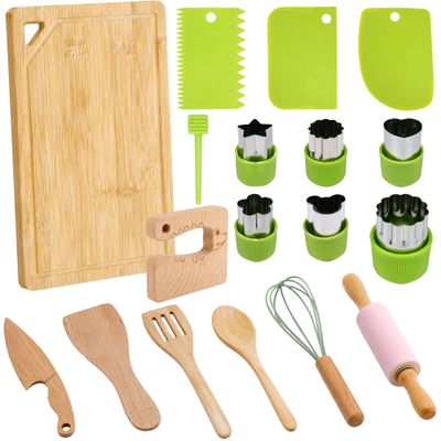 Hiawbon 17 Pcs Wooden Cooking & Baking Set for Real Cooking