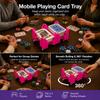 Card Holder - 4 Deck Plastic Revolving Card Game Holder Playing Cards Tray Rotating 360 Organizes Multiple Decks for Canasta, Poker and More | Lightweight, Durable with Smooth Rotation (Hot Pink, Small) view 2