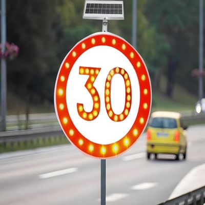 24" LED Flashing Solar Powered Speed Limit 20/30/40/50/60/80 Sign Sign in Traffic Road Highway (30)