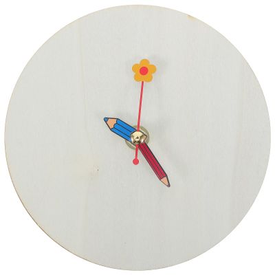 LALAFINA DIY Wooden Clock Kit 15cm Round Unfinished Clock Face with Movement and Pencil Hands for Crafting and Painting, Art Project Supplies for Home Decor and School Activities