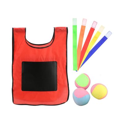 Yunmeryker Dodgeball Game Set with Sticky Vest Sticky Ball Vest Dodgeball Ball Game Outdoor Sport Game Props for Backyard Outside Lawn, S Red