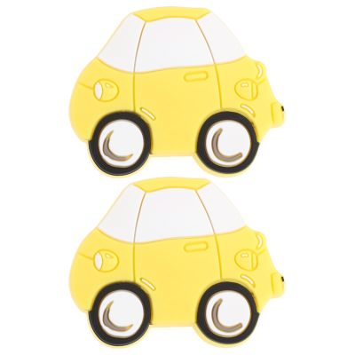 DECORNIJIA 2pcs Cartoon Car Dresser Knobs Friendly Plastic Cupboard Pull Handles for Boys Nursery Bedroom Wardrobe Drawer Yellow