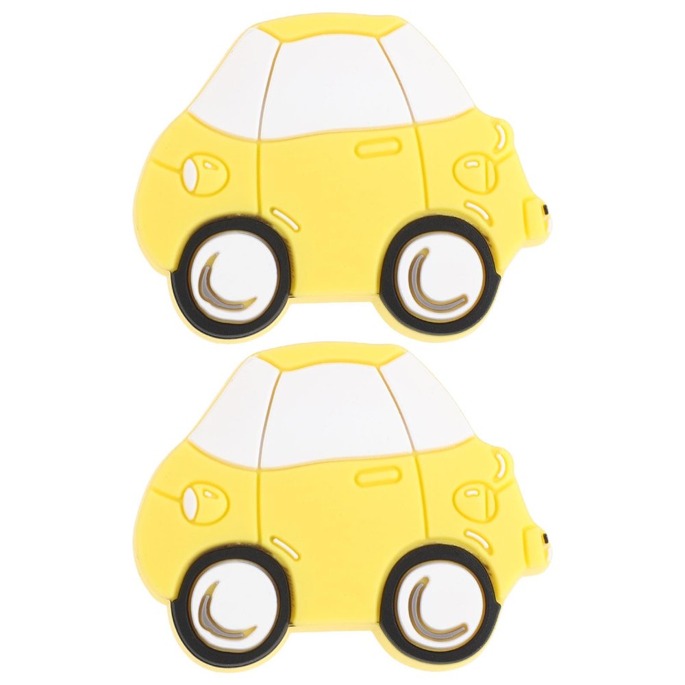 DECORNIJIA 2pcs Cartoon Car Dresser Knobs Friendly Plastic Cupboard Pull Handles for Boys Nursery Bedroom Wardrobe Drawer Yellow