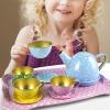 14pcs Tea Party Set for Girls Pretend Kitchen Toy Tea Set Metal Kitchenware Accessory Cups Dishes Food Tray for view 3
