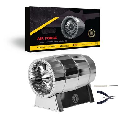 58PCS 3D Metal Jet Turbine Engine Model Kit Aircraft Mechanical Assembly Desktop Collectible Aviation Display