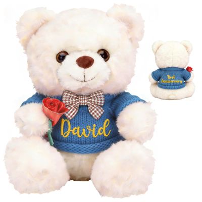 10 Inch Personalized Teddy Bear with Name & Text, Custom Teddy Bear for Girlfriend Boyfriend, Wedding Gifts for Husband Wife, Romantic Custom Stuffed Animal for Couples