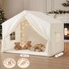SISTICKER Kids Play Tents for Girls, Large Cream White Fairy Princess Castle Tent with Rug, Toddler Children Indoor Outdoor Playhouse Birthday Gift Toys, Includes Rug view 2