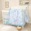 DILIMI Crib Bedding Set for Girls, Ruffled Floral Crib Comforter Set, 4 Pieces Soft Nursey Bedding Set Including Quilt, Crib Sheet, Ruffle Crib Skirt, Diaper Stacker, Blue Flower view 1
