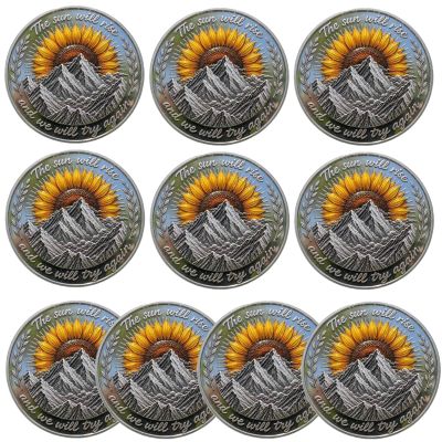 Be Alright Sunflower Coin, Double-Sided Inspirational Sunflower Challenge Coin-The Sun Will Rise and We Will Try Again, Sunflowe r Kind Positive Commemorative Gift for Friends & Family (10pcs)