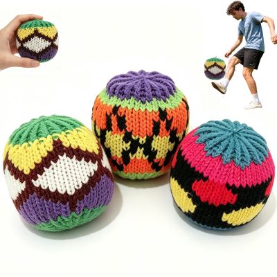 Handmade Crochet Footbag,3/6 /9/12 PCS Colorful Knitted Footbags for Beginners Adults, Assorted Juggling Balls for Beach Party Yard Lawn Travel Sports,Outdoor Kicking Game Sand Bags (3PC-B)