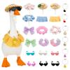 FLAIR GIFTS 24 PCs 7 Inch Desktop Goose Outfits, Mix & Match Goose Outfits with Hat Wig Bow Dress Necklace Glasses for Desktop Goose Statue Indoor Decor Home Decor Gift view 1