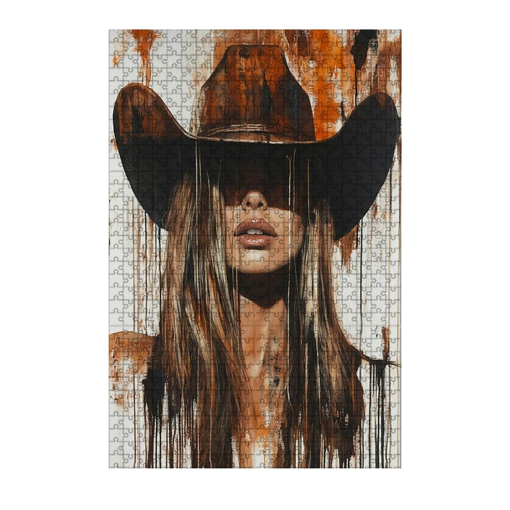 A Cowgirl Hat Jigsaw Puzzle for Adults Challenging Adult 1000 Pieces Wooden Puzzle Relaxing Leisure Activity Creative Home Wall Decor Gift Family Game