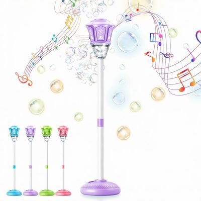 2026 New Automatic Bubble Machine, 3-Level Adjustable Height Bubble Maker with Lights & Music, Rechargeable Standing Automatic Bubble for Parties Birthday Wedding Outdoor (Purple)