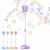 2026 New Automatic Bubble Machine, 3-Level Adjustable Height Bubble Maker with Lights & Music, Rechargeable Standing Automatic Bubble for Parties Birthday Wedding Outdoor (Purple) view 1