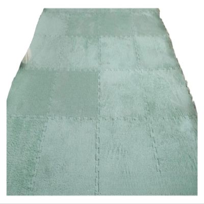 10Pcs 30x30x1CM Plush Solid Color Interlocking Floor Mat Warm Puzzle Carpet Square Fluffy Area Interlocking Carpet Rug Home Deco(White)