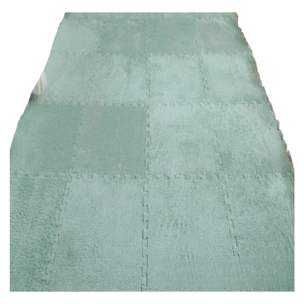 10Pcs 30x30x1CM Plush Solid Color Interlocking Floor Mat Warm Puzzle Carpet Square Fluffy Area Interlocking Carpet Rug Home Deco(White)