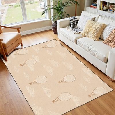4x5 Boho Rug Rugs for Living Room Rugs for Entryway Seamless hot air Balloon Cloud Gender Neutral Baby Simple Bedroom Rug Door Mat Nursery Room Decor Rainbow Carpet