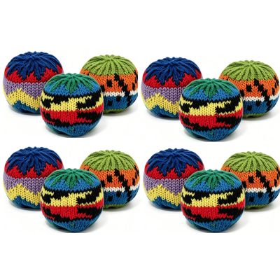 Handmade Crochet Footbag,3/6 /9/12 PCS Colorful Knitted Footbags for Beginners Adults, Assorted Juggling Balls for Beach Party Yard Lawn Travel Sports,Outdoor Kicking Game Sand Bags (12pcs-A)