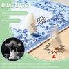 31 " Professional Mahjong Mat, Chinoiserie Blue and White Floral Printed Table Cover, Non-Slip Rubber Backing & Noise-Reducing Fabric with Carrying Bag for Mah-Jongg, Poker & Board Games(blue) view 3