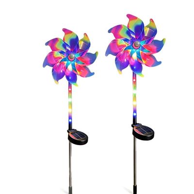 2026 Magical Holographic Rainbow Solar Pinwheel Lights, New LED Windmill Garden Light, Outdoor Yard Lawn Patio Pathway Kinetic Wind Spinner Color Changing Decor, Patio Farm Orchard Rainbow (2)