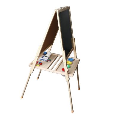 Focket Easel for Kids, Foldable Liftable Double Sided Magnetic Whiteboard Chalkboard Height Adjustable 83-145cm Art Easel for Kids, Chalkboard with Pens Chalk and Eraser for