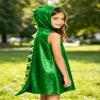 Yruioon Girls Sleeveless Theme Party Jurassic Animal Outfit Stage Performance Hooded Dress with 3D Tail Green 12 Years view 3