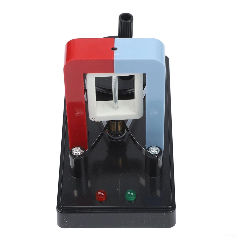 Hand Crank DC Generator for Physics Teaching, Faraday Experiment Instrument with Dual LED Indicators, Manual Rotation Energy Conversion Tool for Science