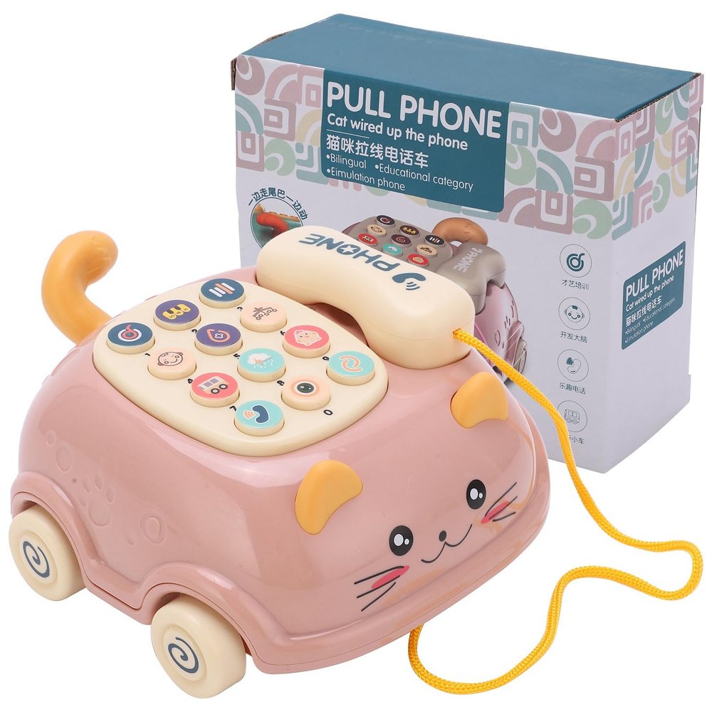 Omquot Simulation Cat Phone Car Toy for Children with 16 Functions for Kids Daily Physical Cognition, Fits Child Palm, Durable Material