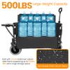 RockRain 3-in-1 Collapsible Wagon Converts to Bench with Foldable Tabletop, 500lbs Heavy Duty Folding Wagon Cart for Family Park Picnic: 180L Storage Cools Down Items, Cup Holders - All-Terrain Wheels view 3