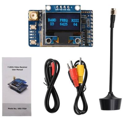 6.1G-7.2G FPV Video Receiver for FPV Drone Ground Station 64 Channels 7.2GHz -95dBm Sensitivity 0.96 Inch OLED Display Three-Light Status Indication DC5-36V 420mA