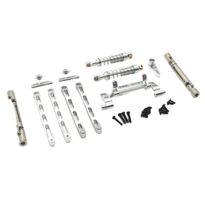 Rc Parts for MN for MN82 LC79 MN78 1/12 Metal for Chassis Link Rod Pull Rod Mount Shock Absorber Drive Shaft Set RC Car Upgrade Parts(Silver)