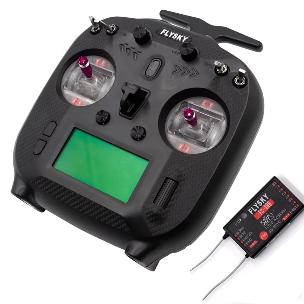 Modelhive FS-ST8 8-10CH 2.4GHz RC Transmitter with FS-SR8 Receiver, AFHDS 2A Protocol, 4096 Resolution Radio Controller for RC Car Boat FPV Drone & Plane