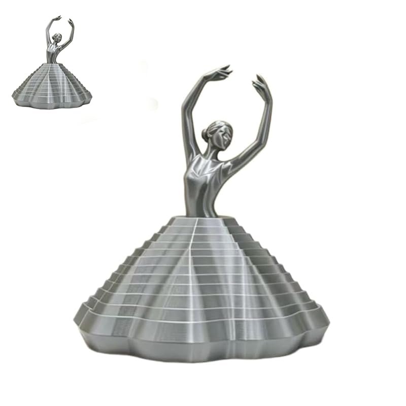 3D Printed Spinning Ballerina Fidget Toy Ornament Ballet Fidget Spinner for Stress Relief, Sensory Desk Decor for Home & Office, Creative Gift for Ballet Lovers (Grey)