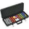 Hoursun 500 Pcs 14g Clay Poker Chip Set with Aluminum Case 6 Denominations Casino Poker Chips Kit 2 Decks Cards Dealer Button & 5 Dice for Texas Hold'em Blackjack Gambling Games view 1