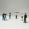 Helixsun 1/64 Scale Reporter and Cameraman Figure Set (5-Piece), Miniature Photographer Figures, City Scene Display Accessories view 2