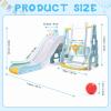 4 in 1 Toddler Playground Set, Multifunctional Premium Plastic, Safe Design for Boys Girls Indoor Outdoor Backyard Swing Slide Climber Basketball Hoop Activity Center view 3